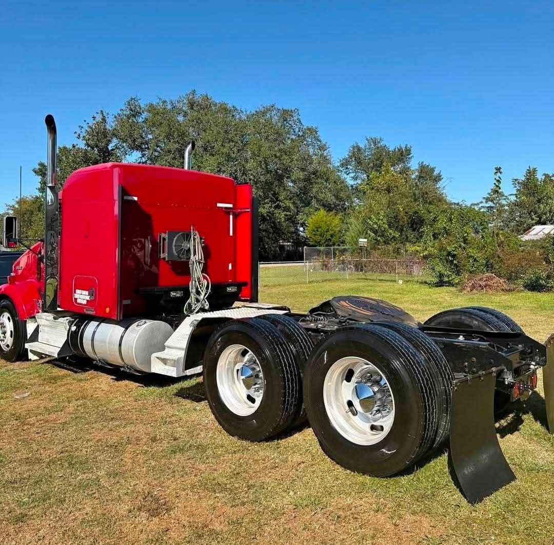 Row of clean commercial fleet trucks