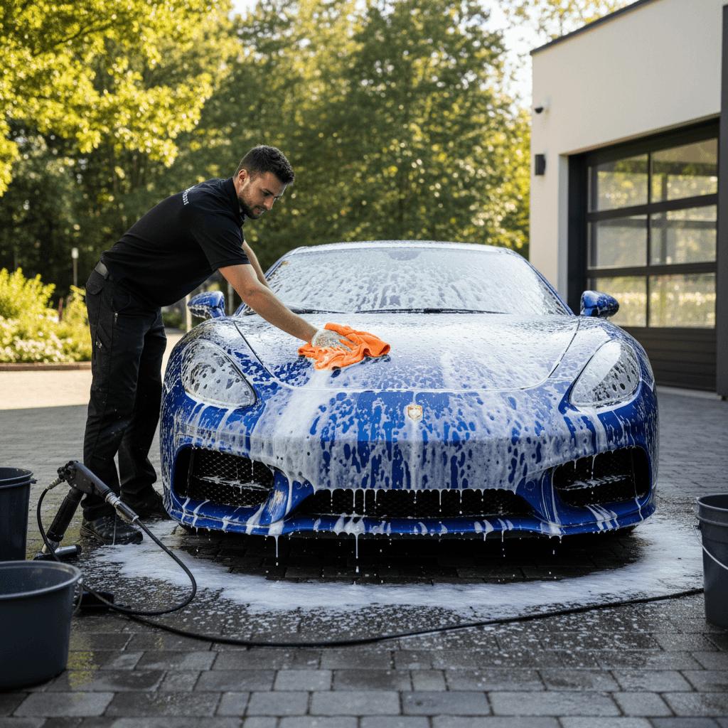 Mobile auto detailing of a car at the customer's location
