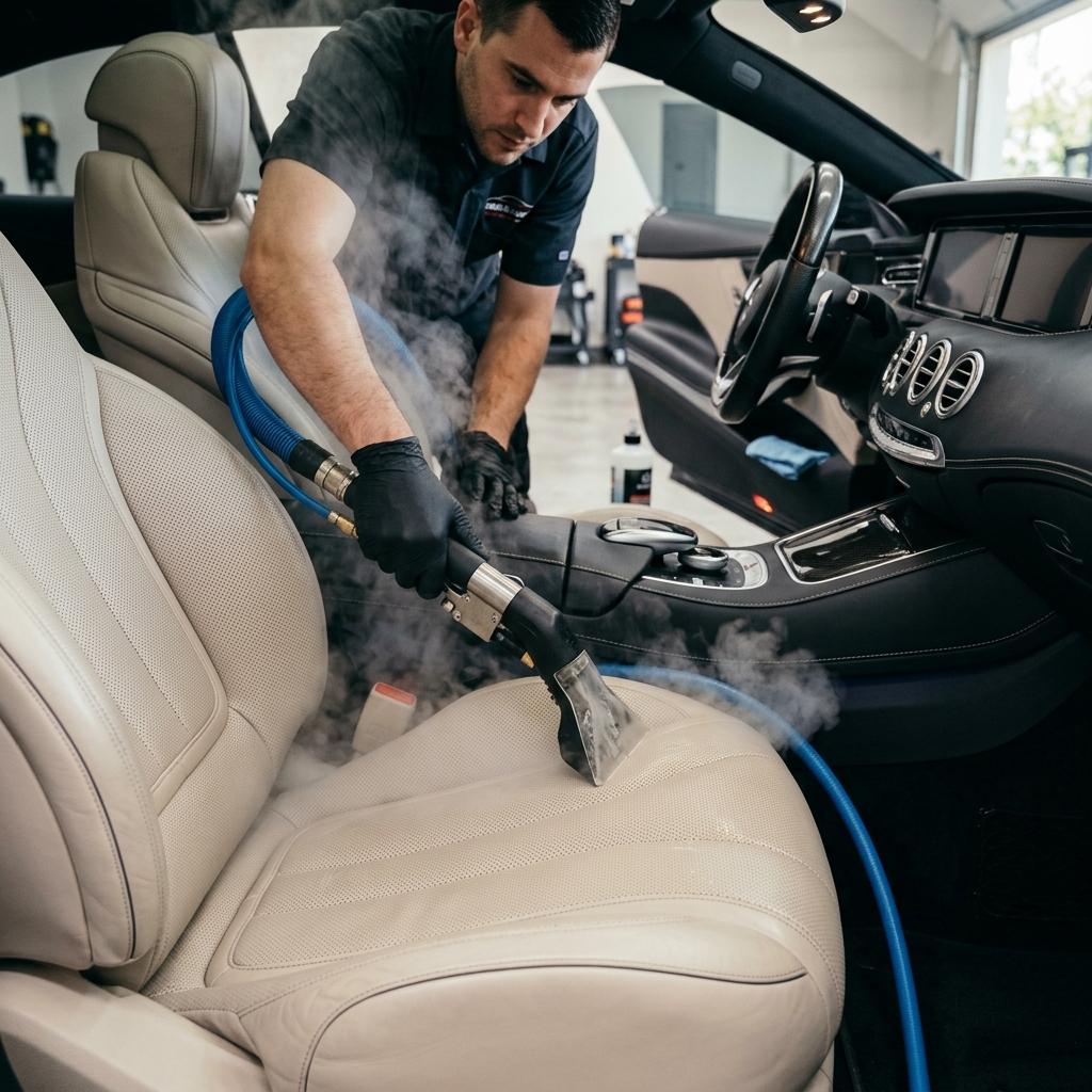 Premium showroom detail of a luxury vehicle interior